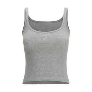 Marine Serre Women Moon Logo Ribbed Jersey Cropped Tank Top